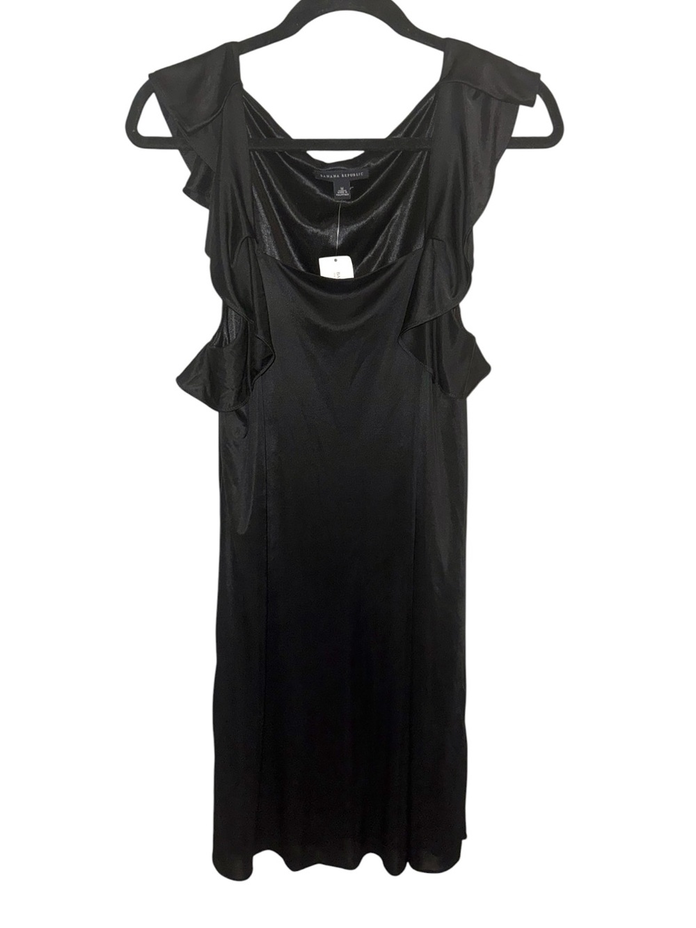Banana Republic NWT Joane Slinky Black Ruffle-Sleeve Midi Dress